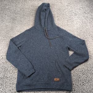 Quiksilver Hoodie Men Medium Blue Fleece Skateboarding Logo Street Pullover